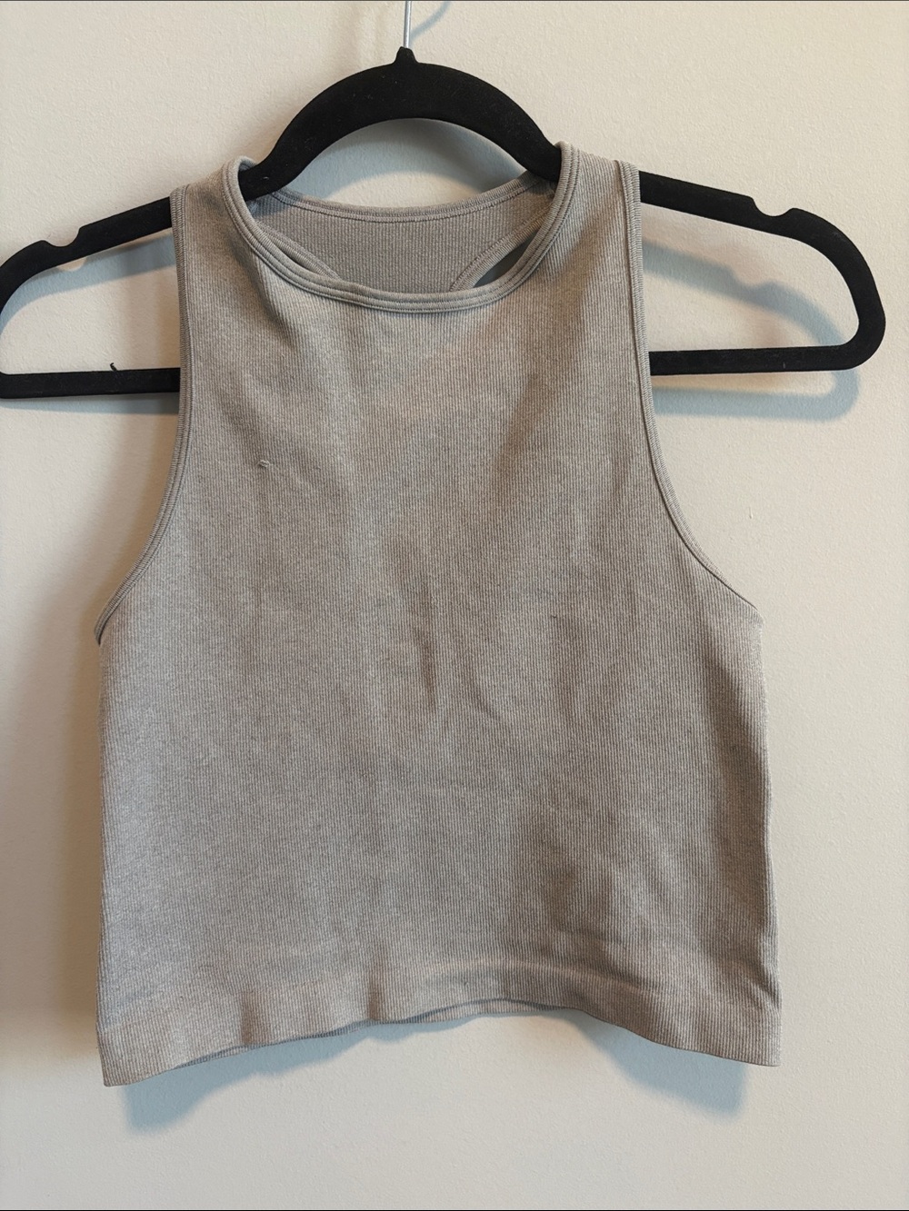 Ribbed Crop Tank Top - Gray XS/S